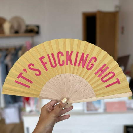 Eventail IT'S FUCKING HOT jaune