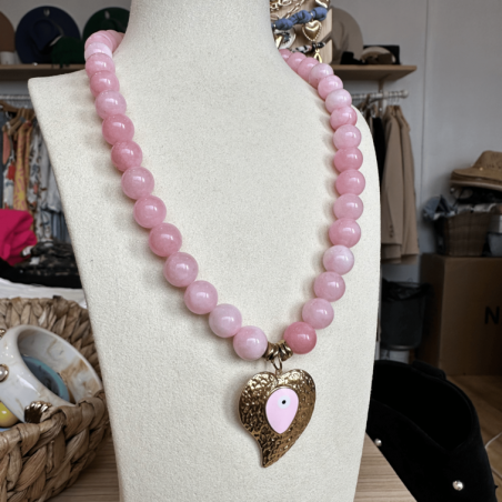 Collier perles rose