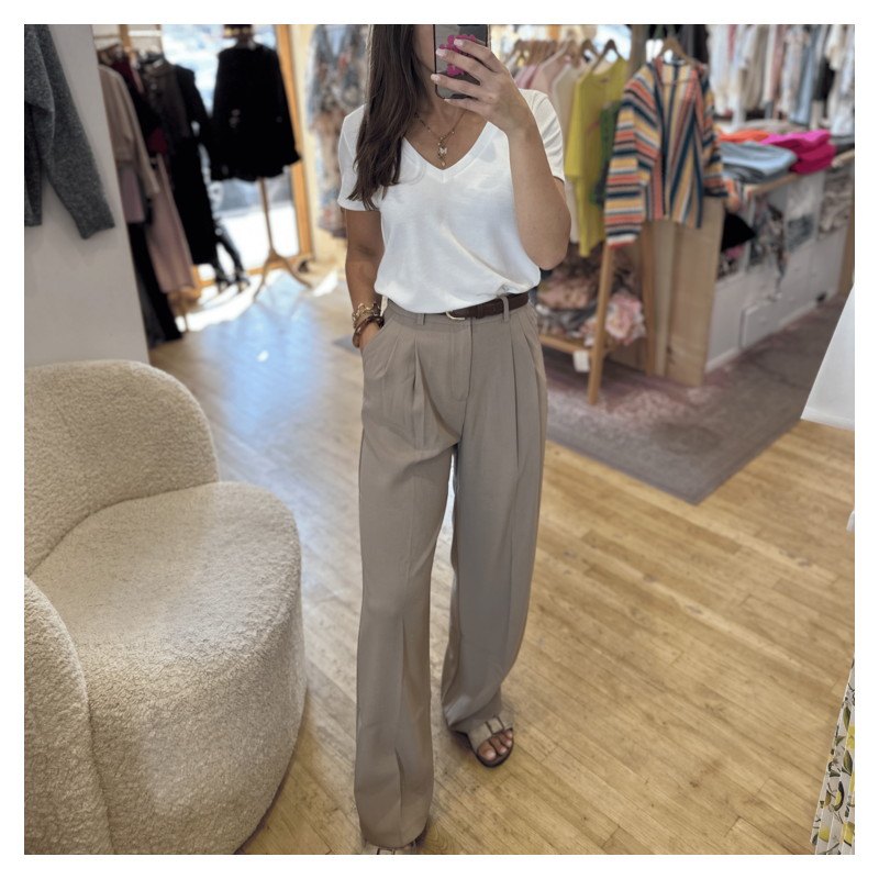 Pantalon palazzo taupe
