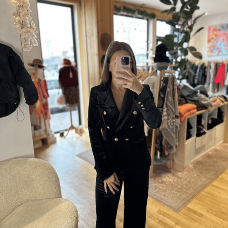 Veste velour lisse noire