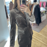 Veste velour lisse taupe