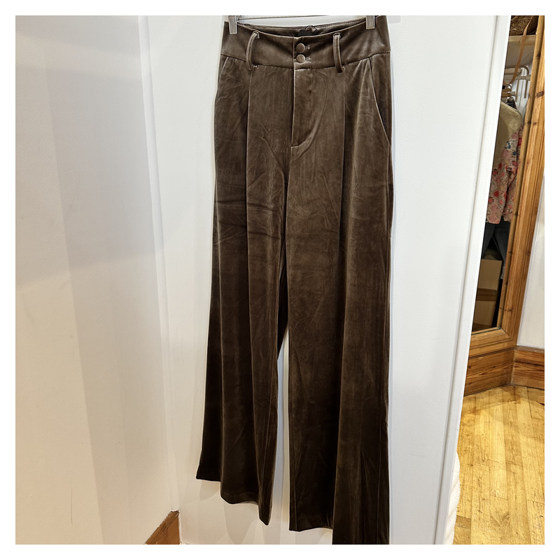 Pantalon velour lisse taupe
