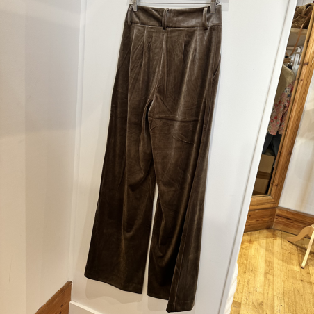 Pantalon velour lisse taupe