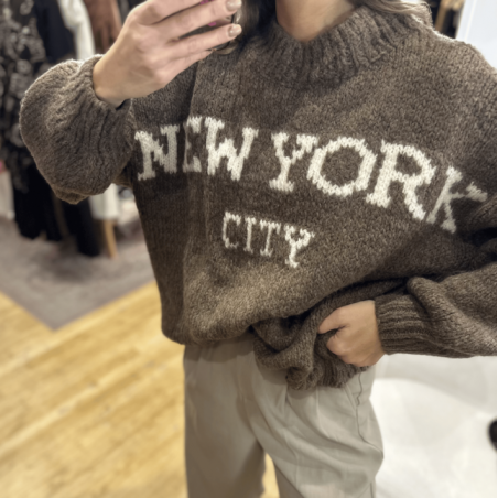 Pull NEW YORK marron