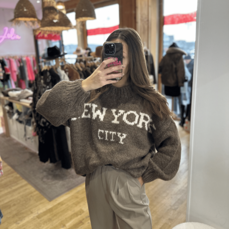 Pull NEW YORK marron