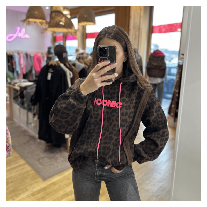 Sweat ICONIC léopard molletonné