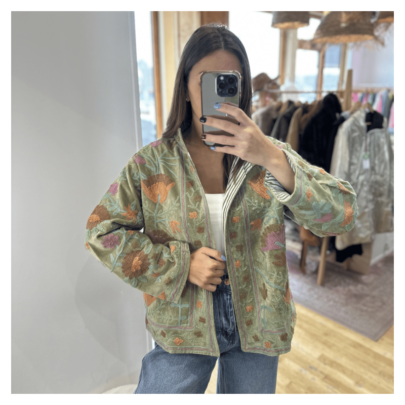 Veste velours motifs brodés