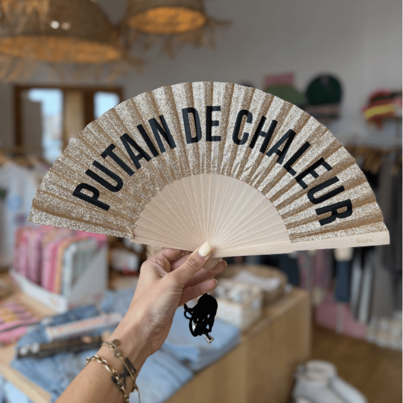 Eventail PUTAIN DE CHALEUR paillettes