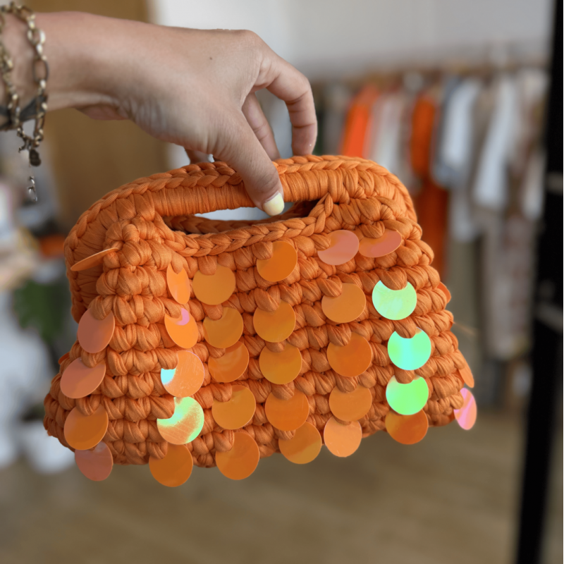 Pochette sequins orange