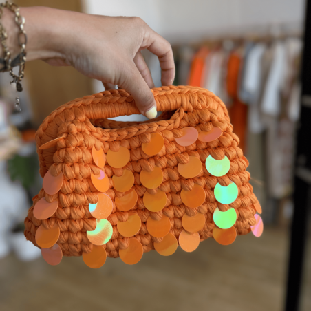 Pochette sequins orange