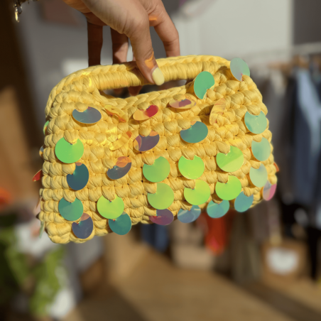 Pochette sequins jaune