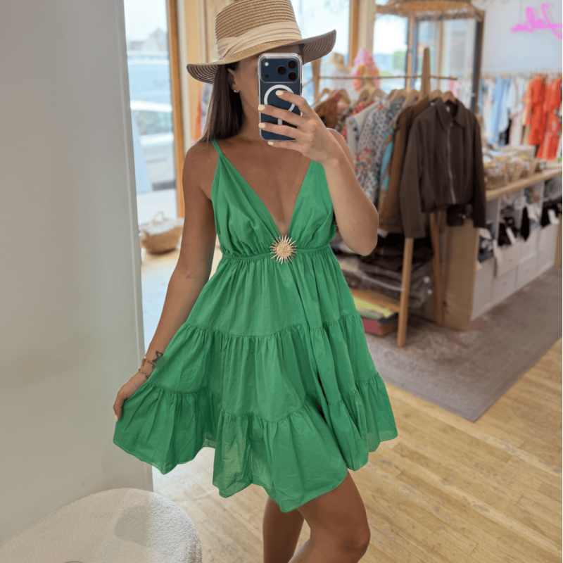 Robe SOLEIL courte verte émeraude