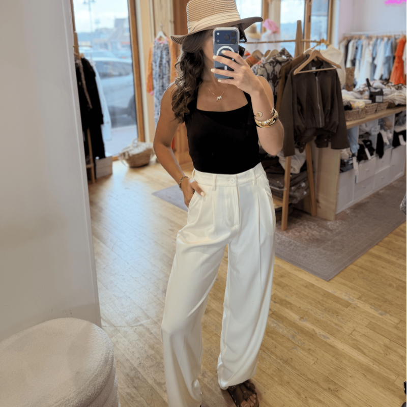Pantalon palazzo écru