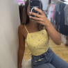 Top dos nu vichy jaune