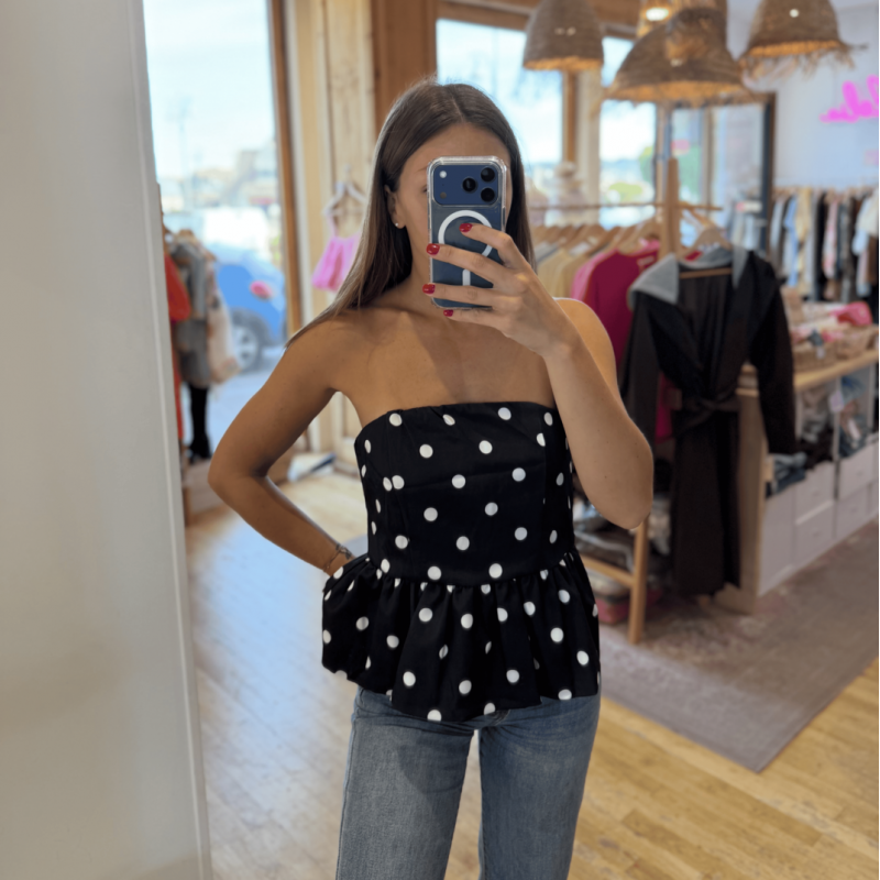 Top bustier à pois