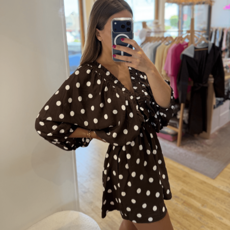 Combishort à pois marron