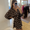 Combishort à pois marron