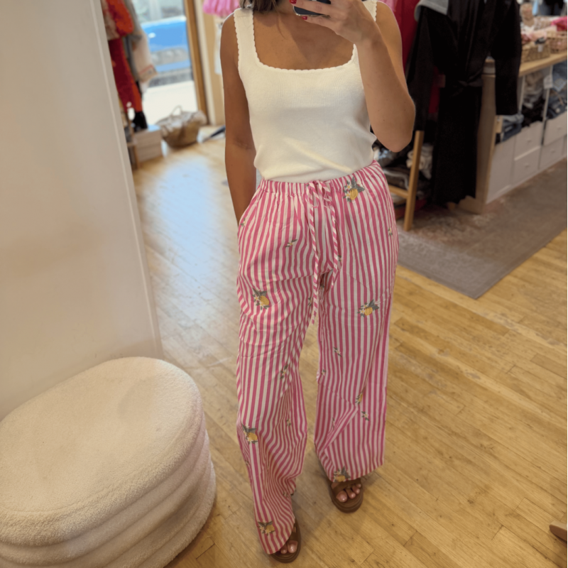 Pantalon 100% coton à rayures