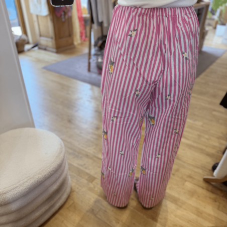 Pantalon 100% coton à rayures
