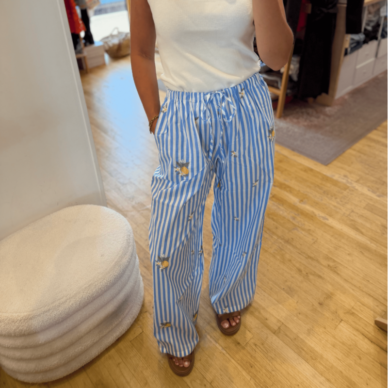 Pantalon 100% coton à rayures
