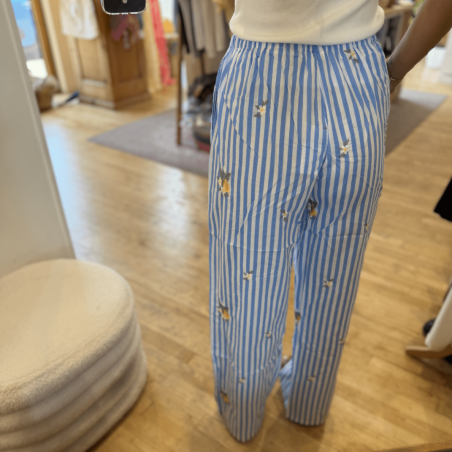 Pantalon 100% coton à rayures