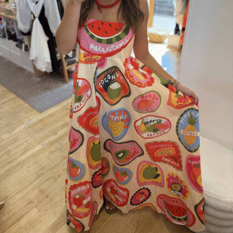Robe longue en lin colorée