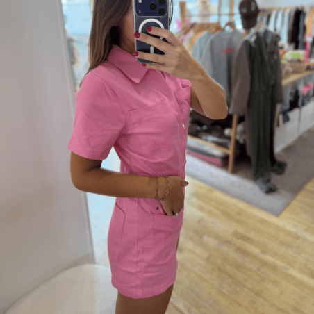 Combishort manches courtes rose