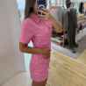 Combishort manches courtes rose