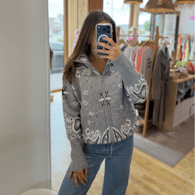 Gilet à motifs bandana gris
