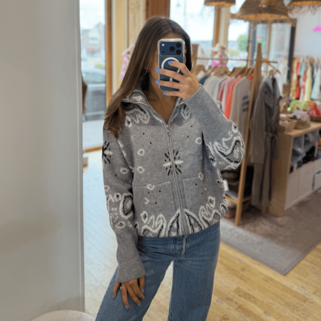 Gilet à motifs bandana gris