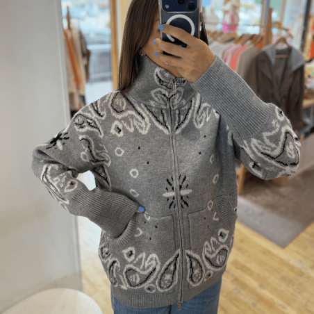 Gilet à motifs bandana gris