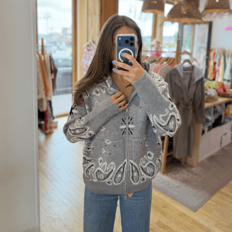 Gilet à motifs bandana gris