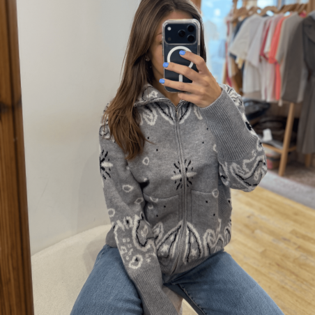 Gilet à motifs bandana gris