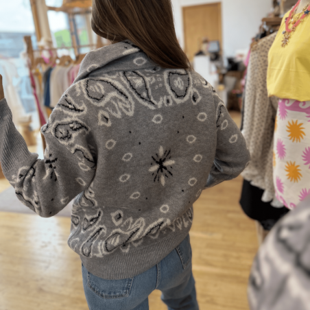 Gilet à motifs bandana gris