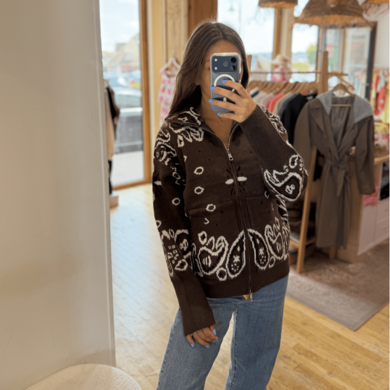 Gilet à motifs bandana chocolat