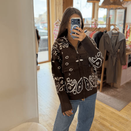 Gilet à motifs bandana chocolat