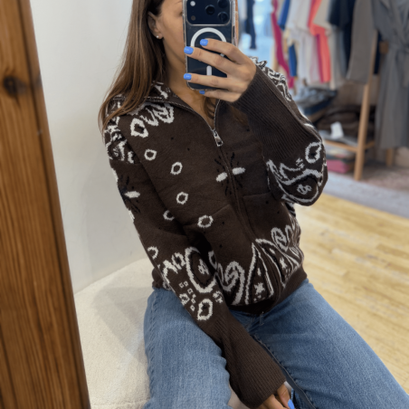 Gilet à motifs bandana chocolat