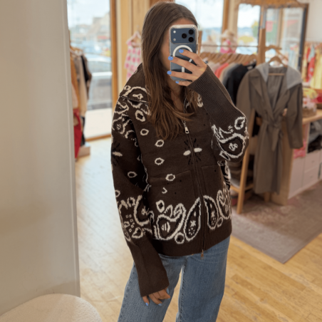 Gilet à motifs bandana chocolat