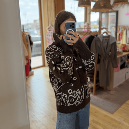 Gilet à motifs bandana chocolat