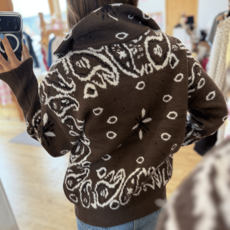 Gilet à motifs bandana chocolat