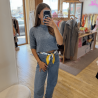 Pull maille bleu jean