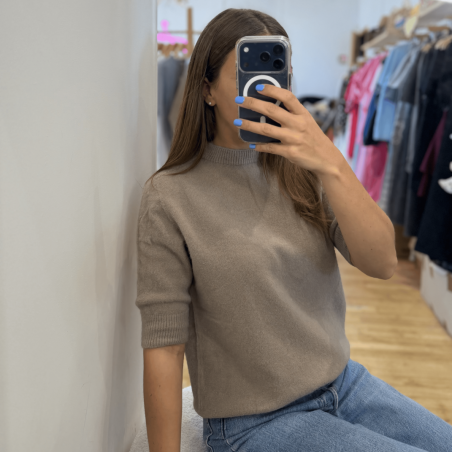 Pull maille beige