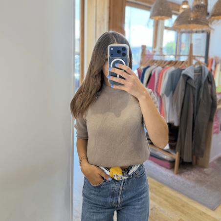 Pull maille beige