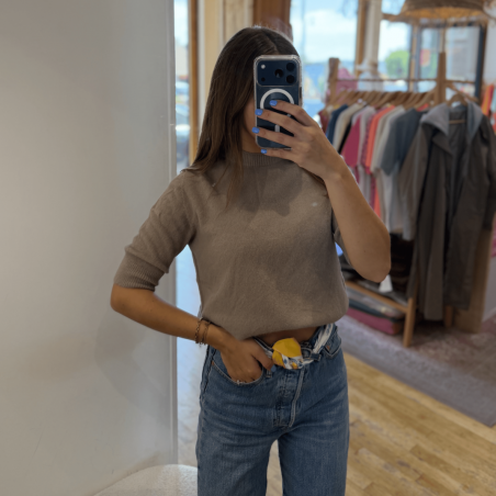 Pull maille beige
