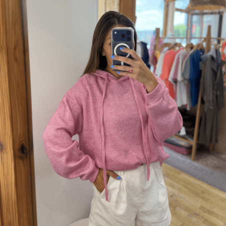 Sweat a capuche rose pailleté