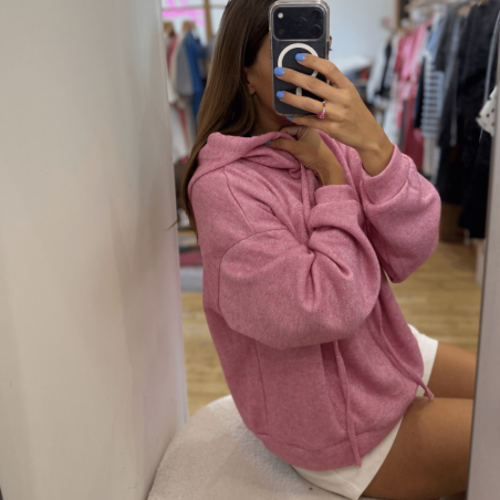 Sweat a capuche rose pailleté