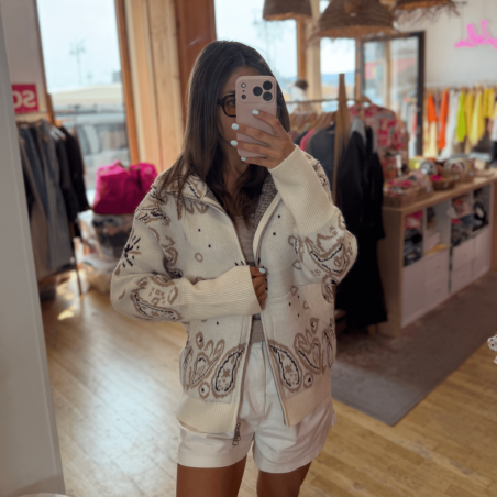 Gilet à motifs bandana chocolat
