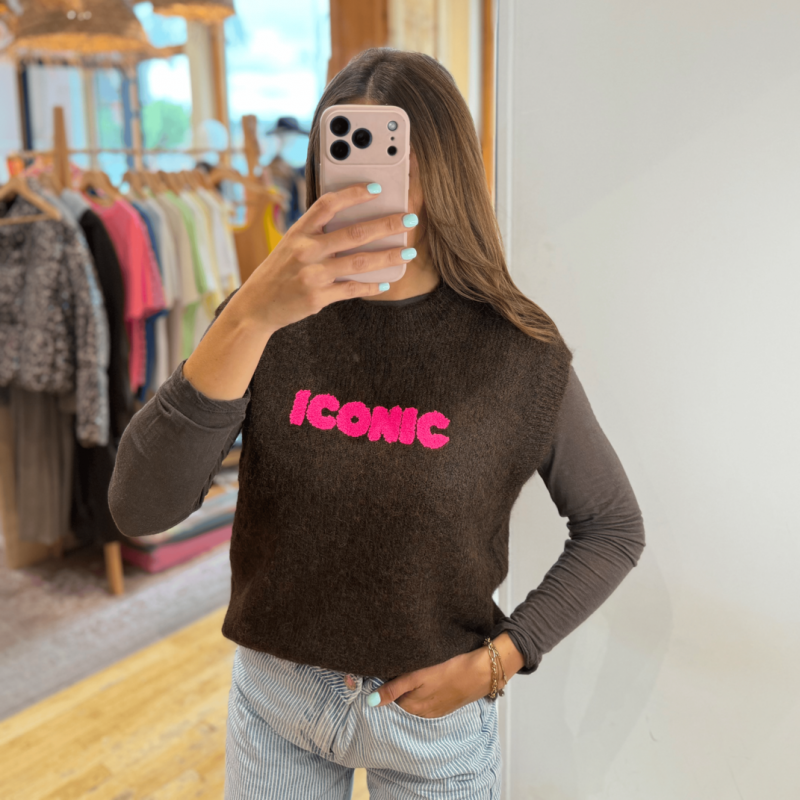 Pull sans manches ICONIC marron