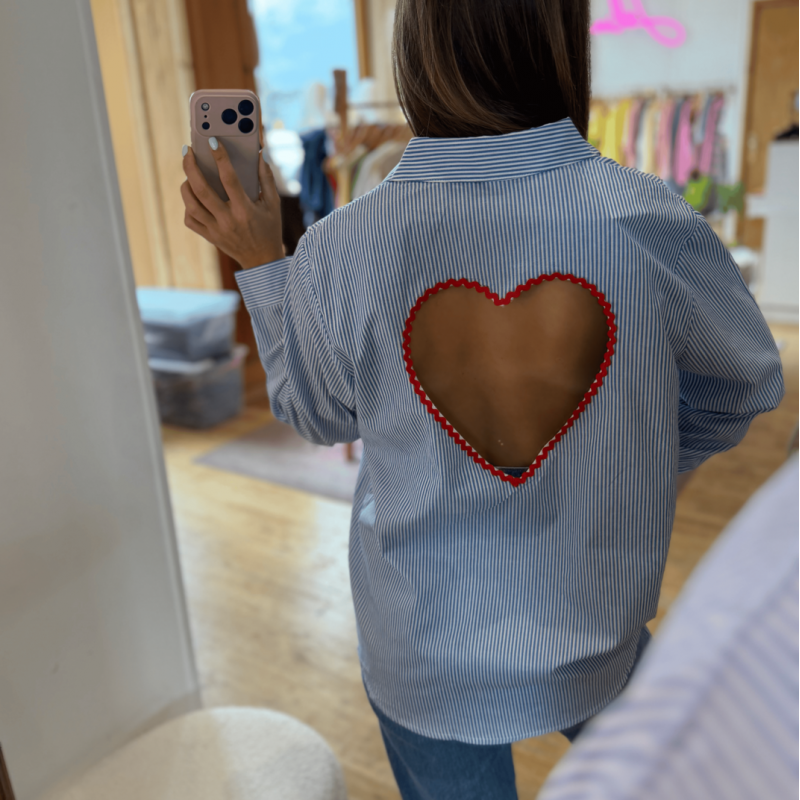 Chemise HEART bleue et blanche