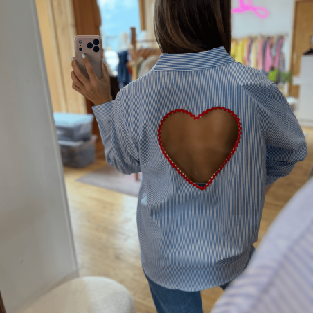 Chemise HEART bleue et blanche